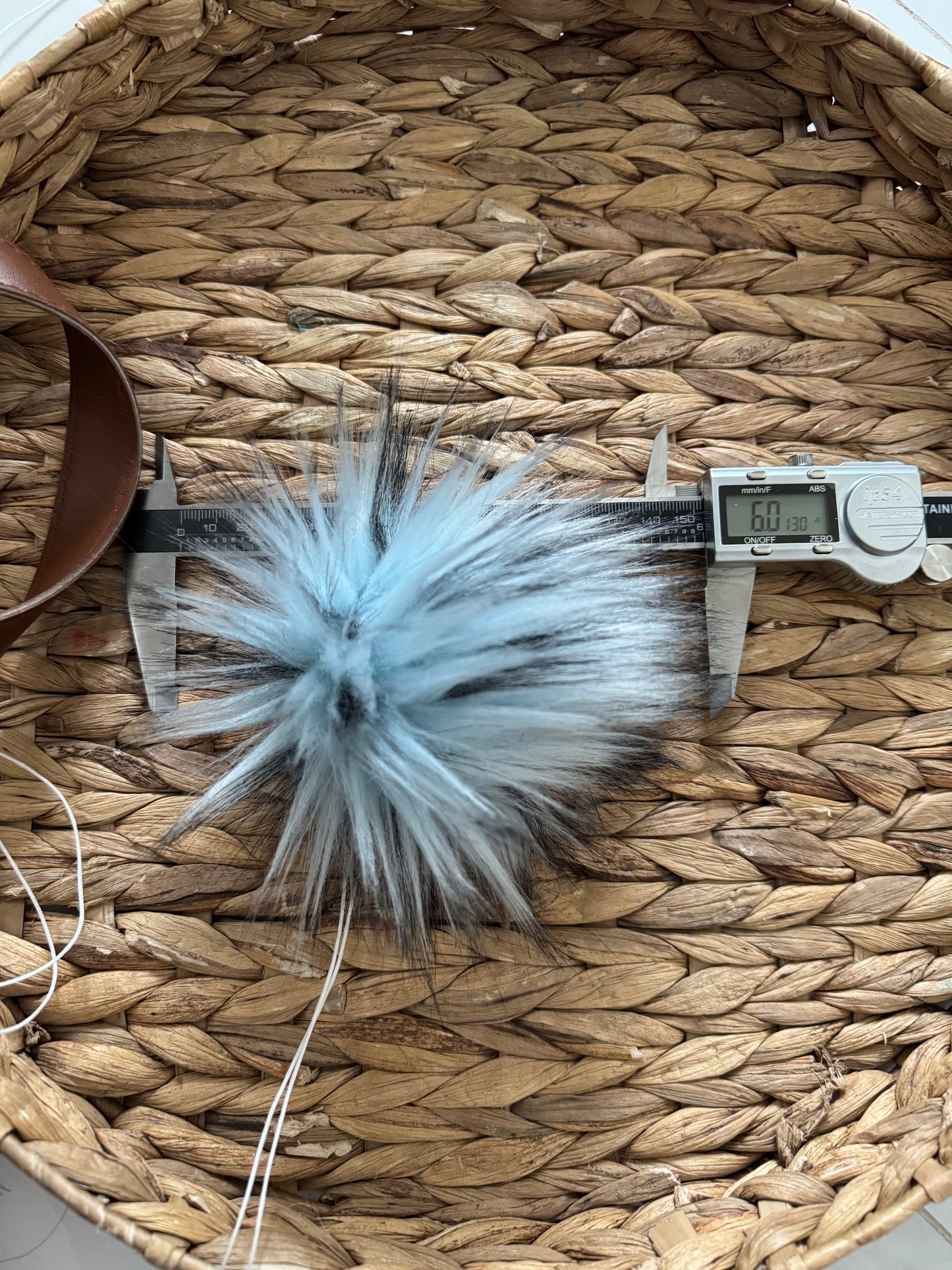 Icicle Luxury Faux Fur Pom pom | Blue and Black Tie, Button or Snap Pom pom