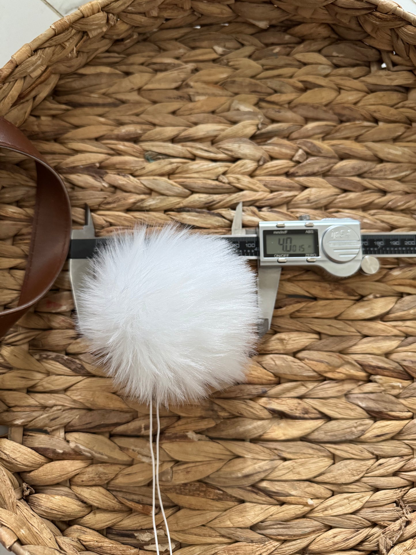 Polar Luxury Faux Fur Pompom | White pom pom with Tie, Button
