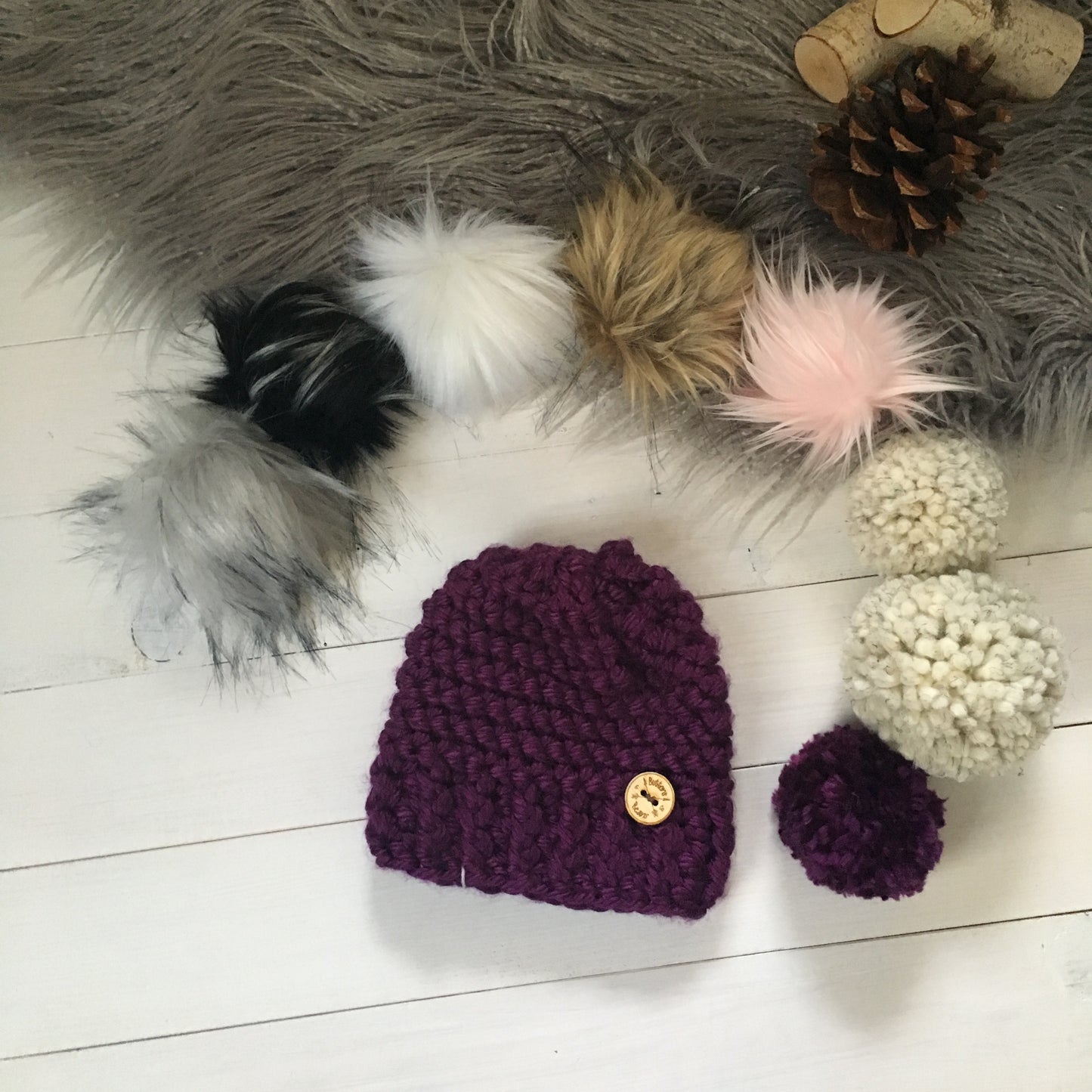 Crochet Hat and Scarf | Purple Vegan Chunky Crochet Infinity Scarf and Toque