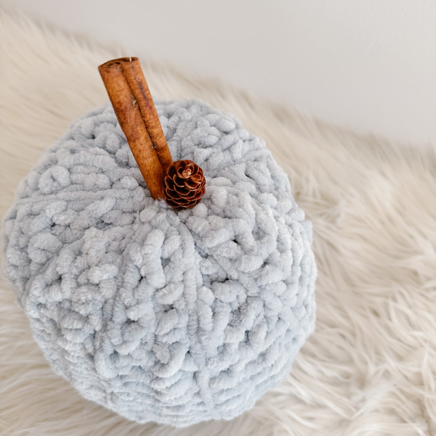 Pumpkin | Frosted Blue Velvet Crochet Fall Decor