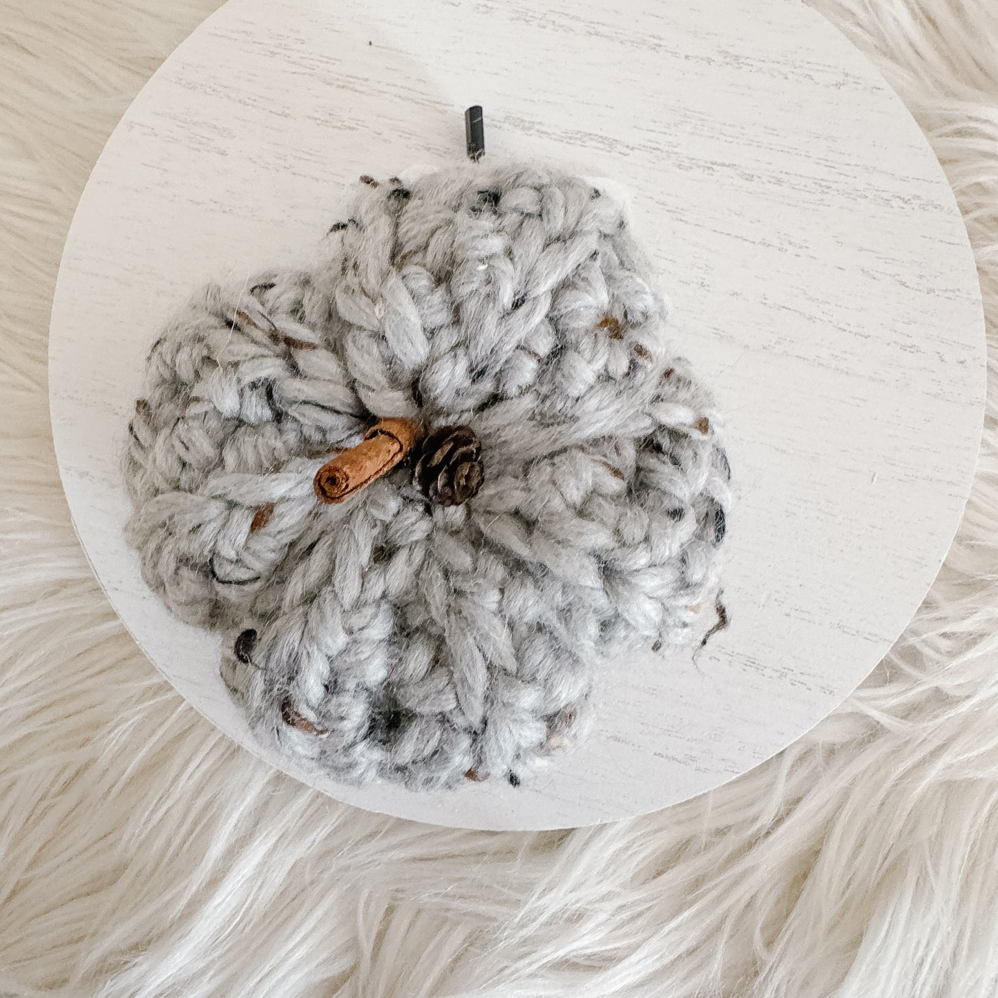 Pumpkin | Grey Tweed Crochet Fall Decor