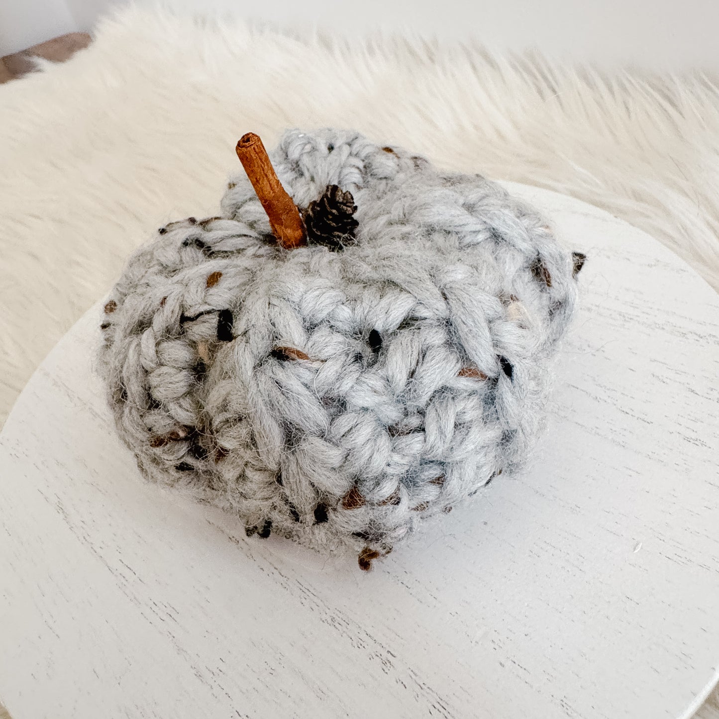 Pumpkin | Grey Tweed Crochet Fall Decor