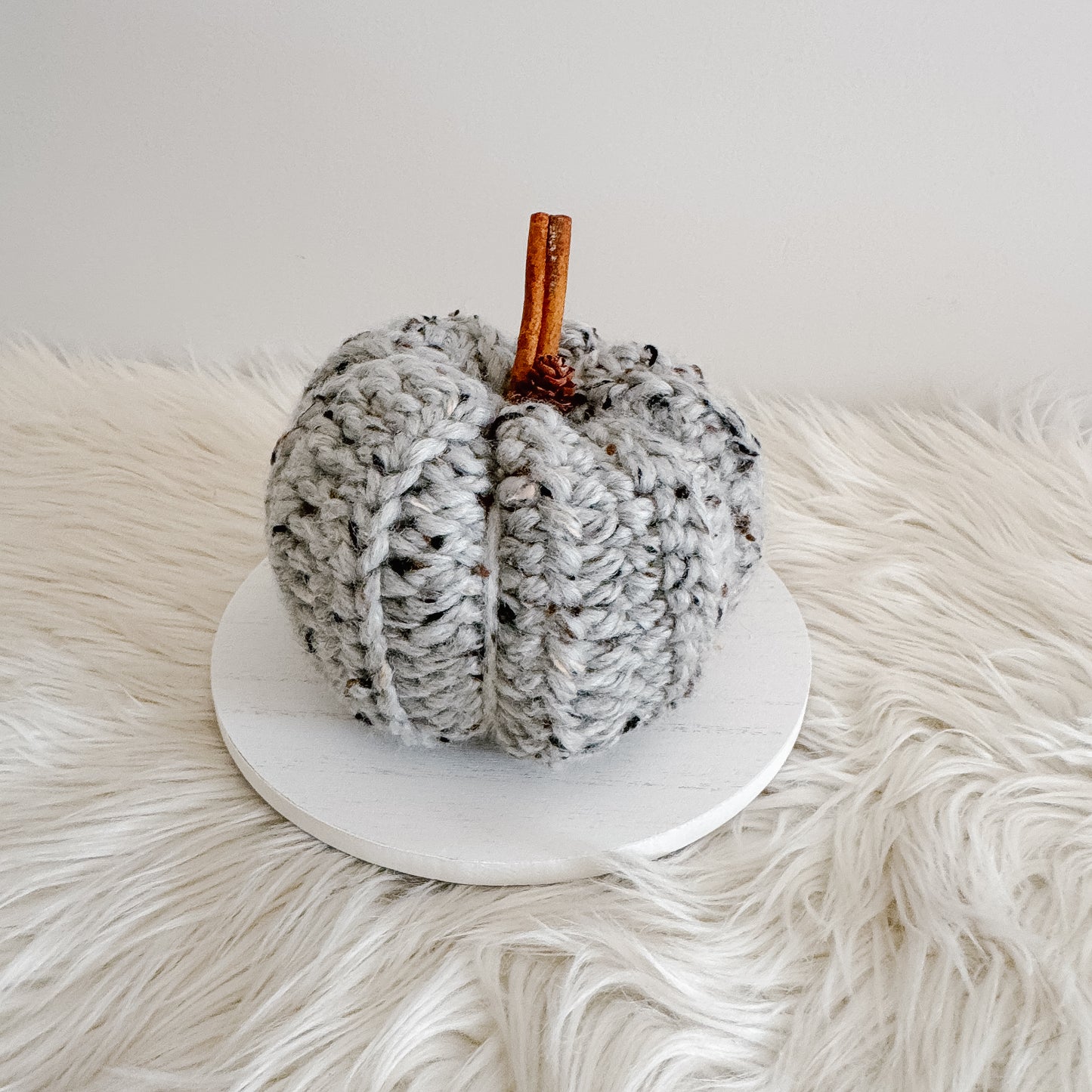Pumpkin | Grey Tweed Crochet Fall Decor