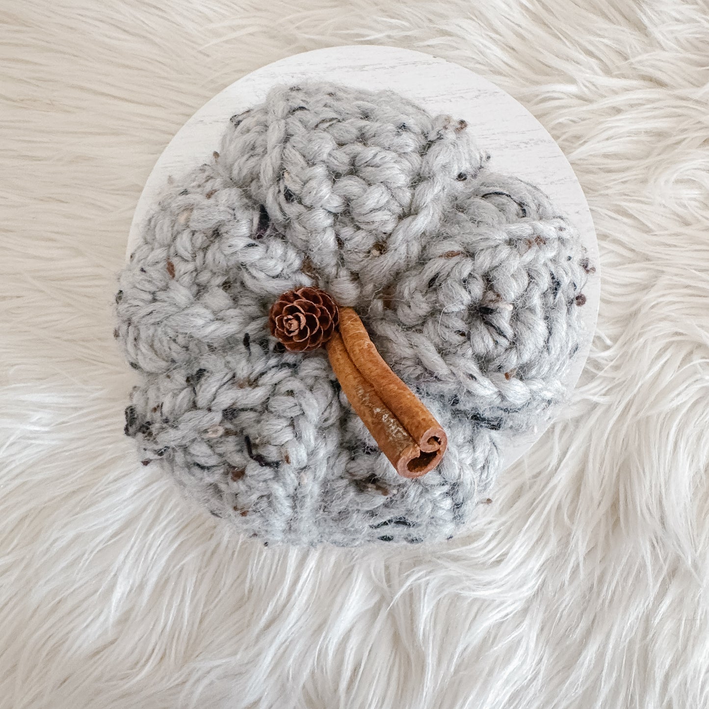 Pumpkin | Grey Tweed Crochet Fall Decor