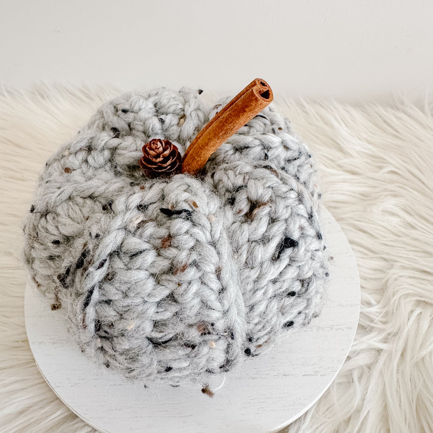 Pumpkin | Grey Tweed Crochet Fall Decor