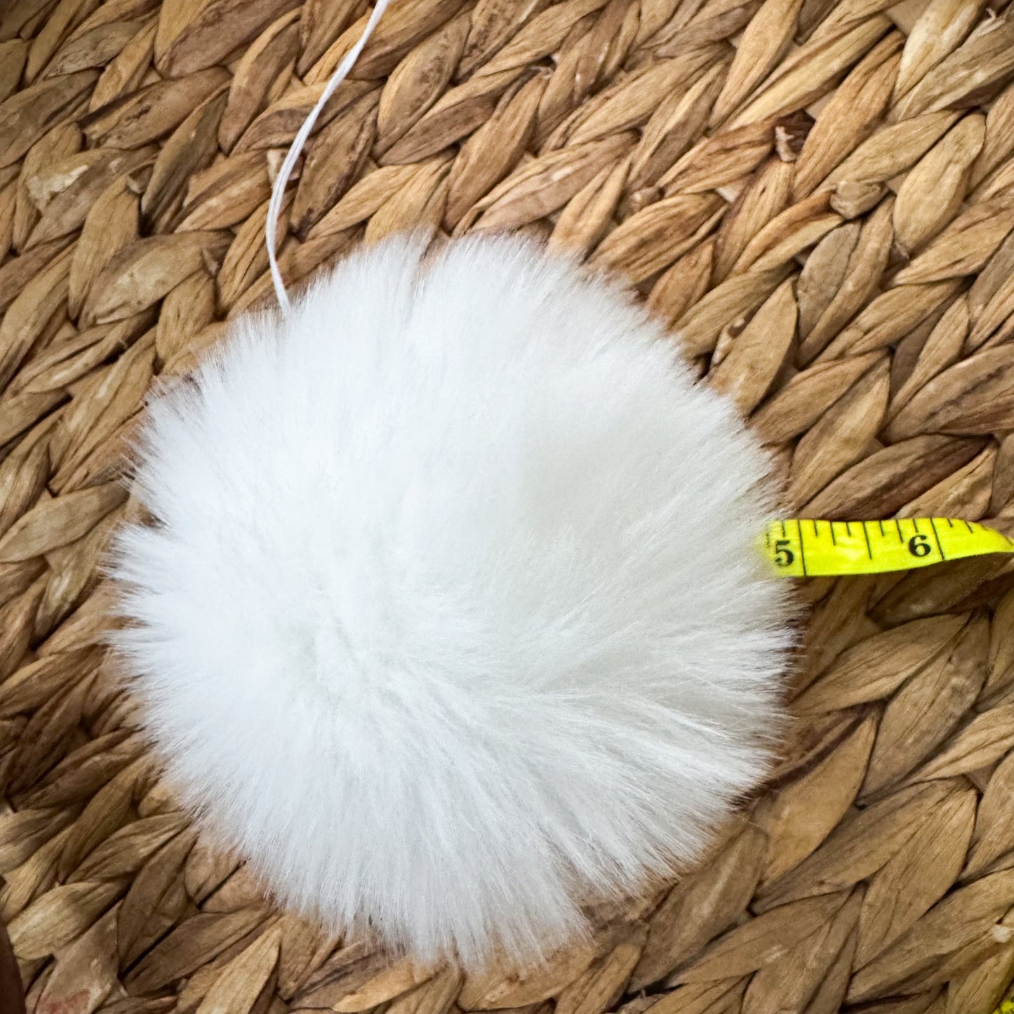 Polar Luxury Faux Fur Pompom | White pom pom with Tie, Button