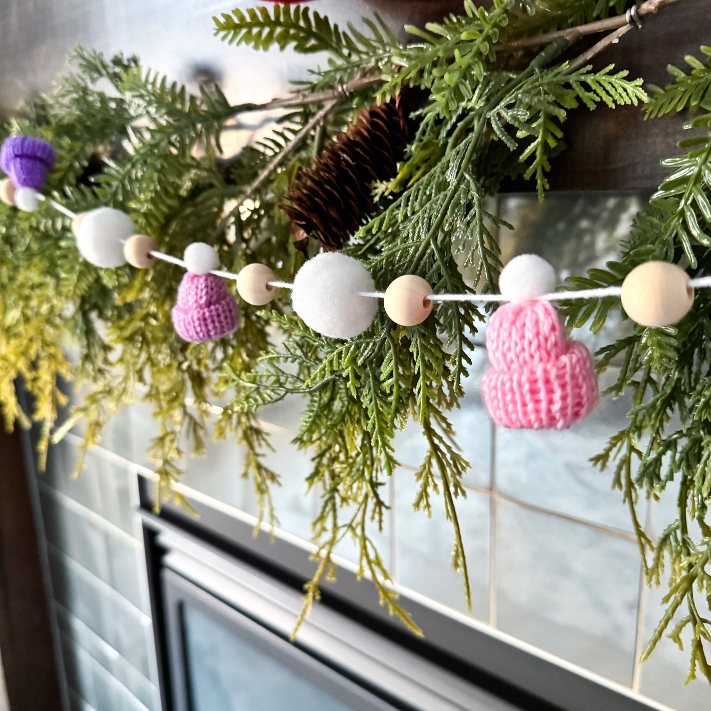 Pink Ombre Christmas Mini Knitted Toque Garland