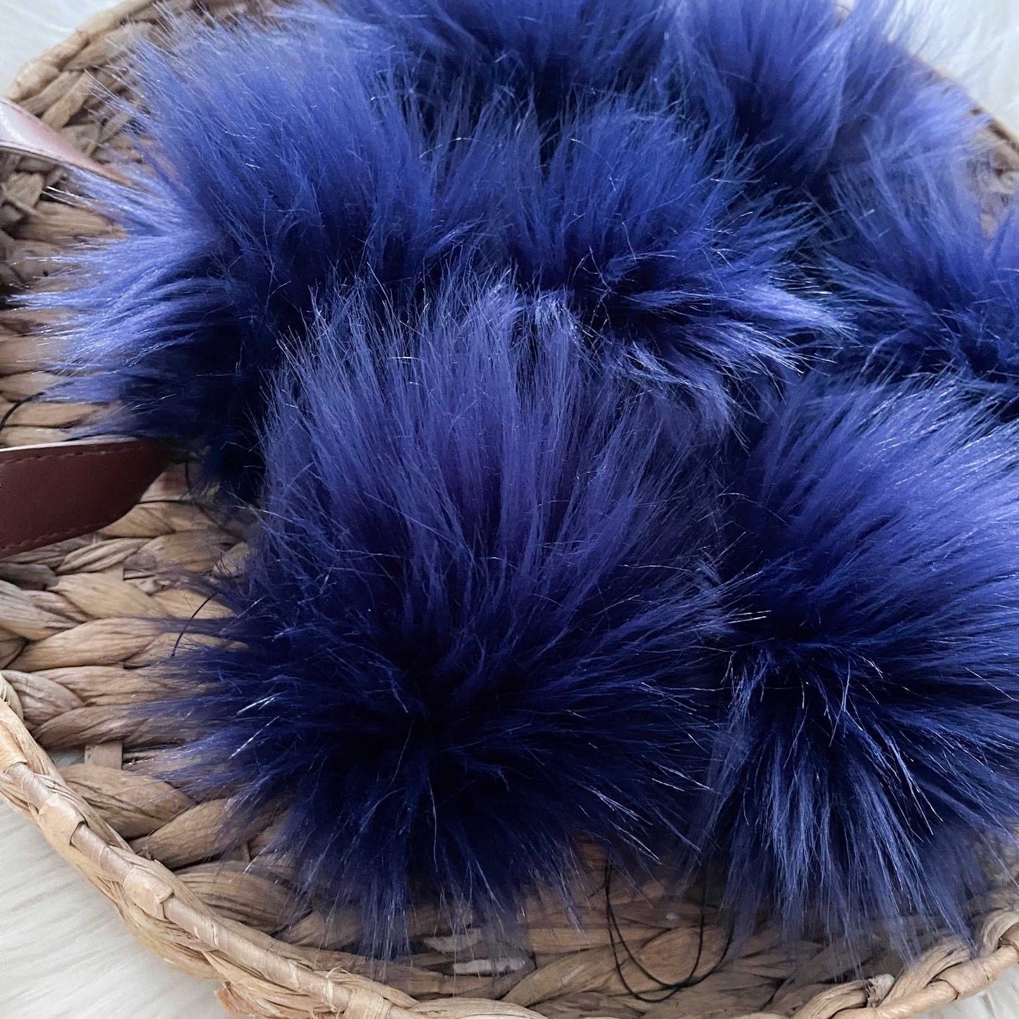 Indigo Faux Fur Pompom Pom Poms 5 $ Buttons & Beans Co.