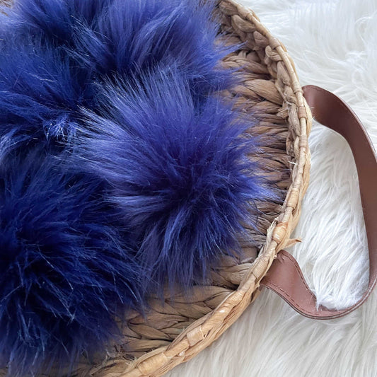Indigo Faux Fur Pompom Pom Poms 5 $ Buttons & Beans Co.