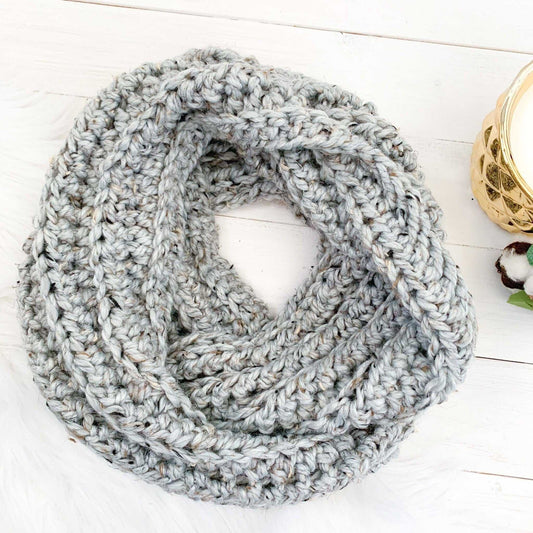 Infinity Scarf | Adult Grey Chunky Crochet Double Loop Scarves Scarves 45 $ Buttons & Beans Co.