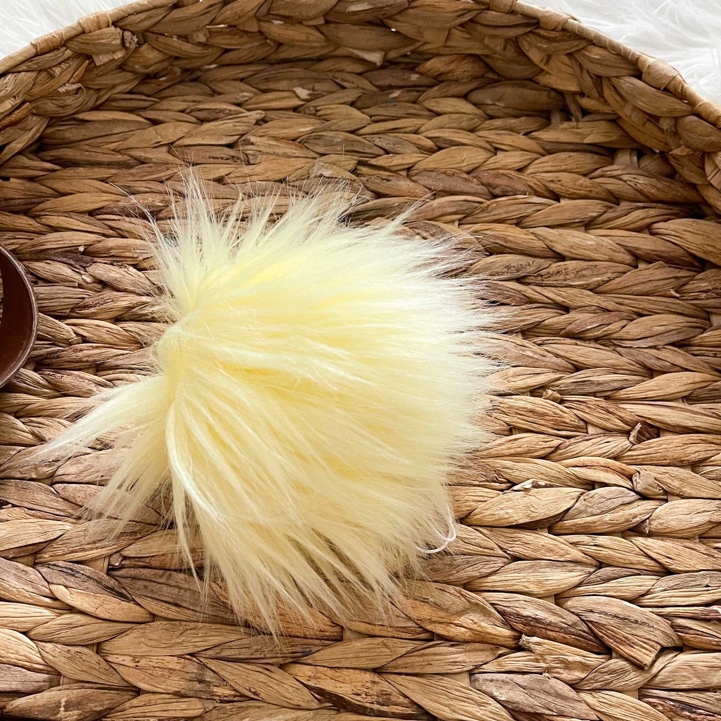 Lemon Drop Faux Fur Pompom | Yellow, Snap, Tie or Button on Pom Pom Pom Poms 7 $ Buttons & Beans Co.