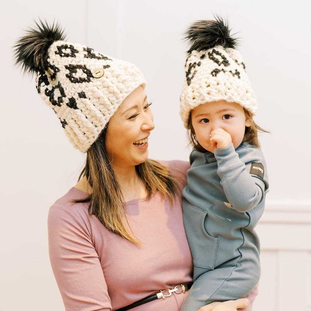 Leopard Hat | Chunky Crochet Hat | Removable Faux FurPom pom Hats 35 $ Buttons & Beans Co.