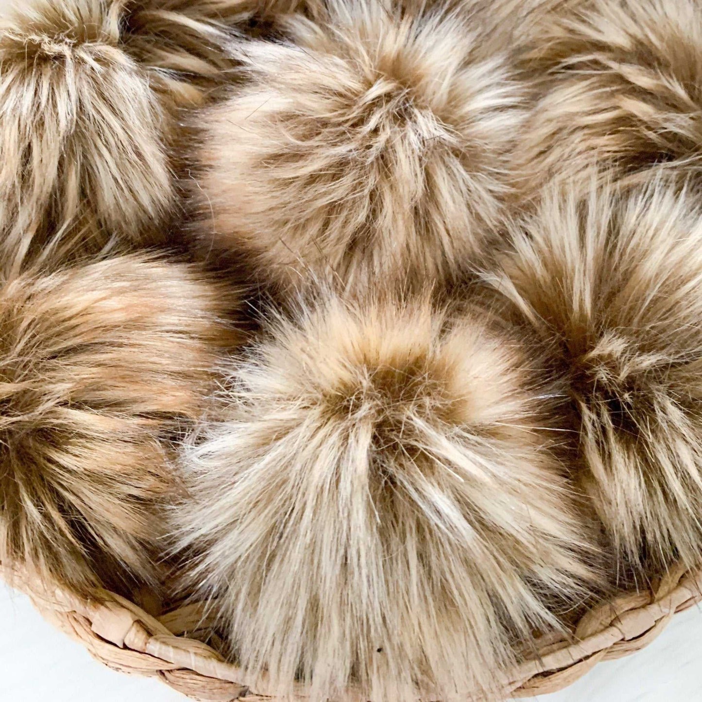 Lynx Luxury Faux Fur Pompom | Brown, Natural Tie, Button or Snap Pom pom Pom Poms 6 $ Buttons & Beans Co.