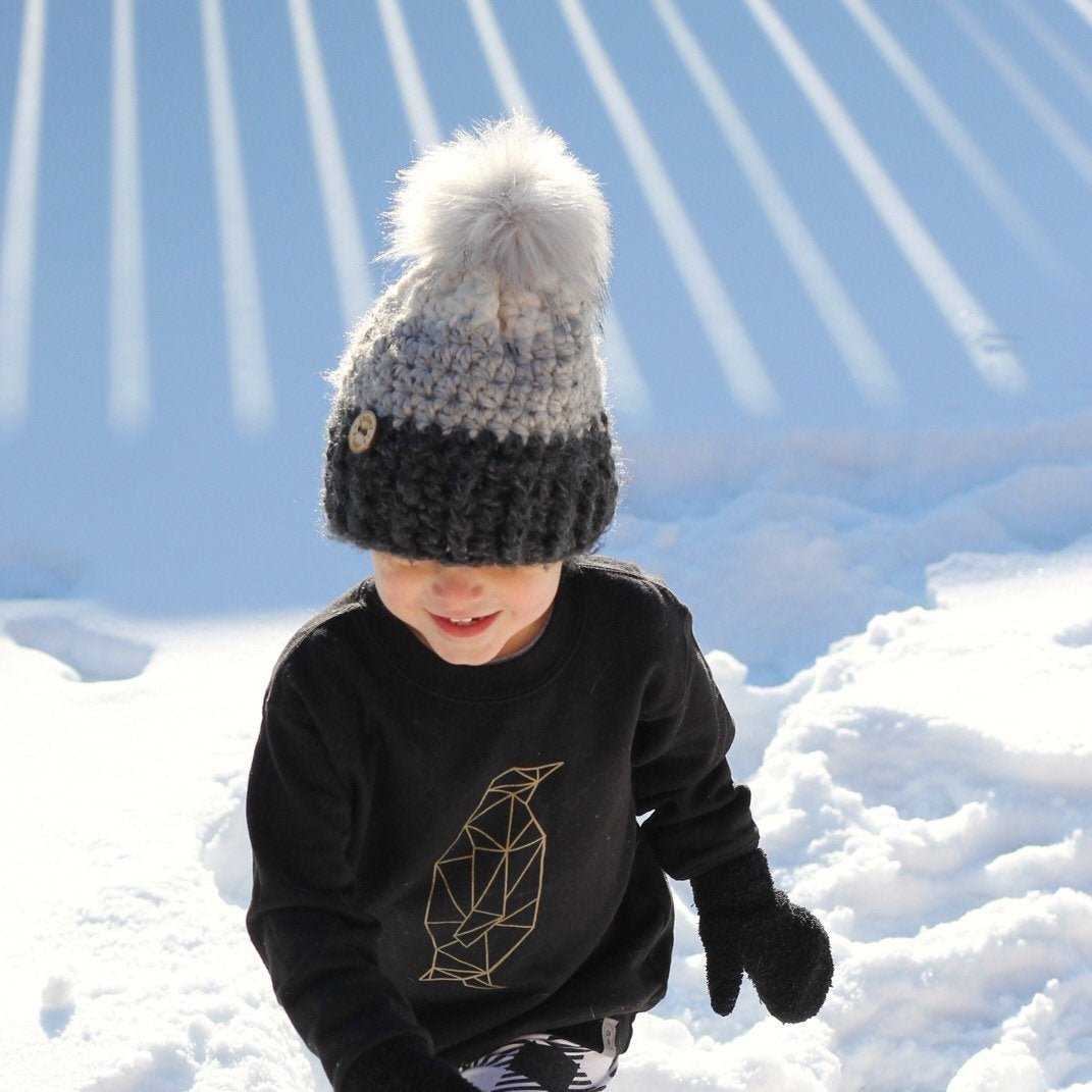 Ombre | 6-12 Months hunky Crochet Hat | Grey and cream Hats 35 $ Buttons & Beans Co.