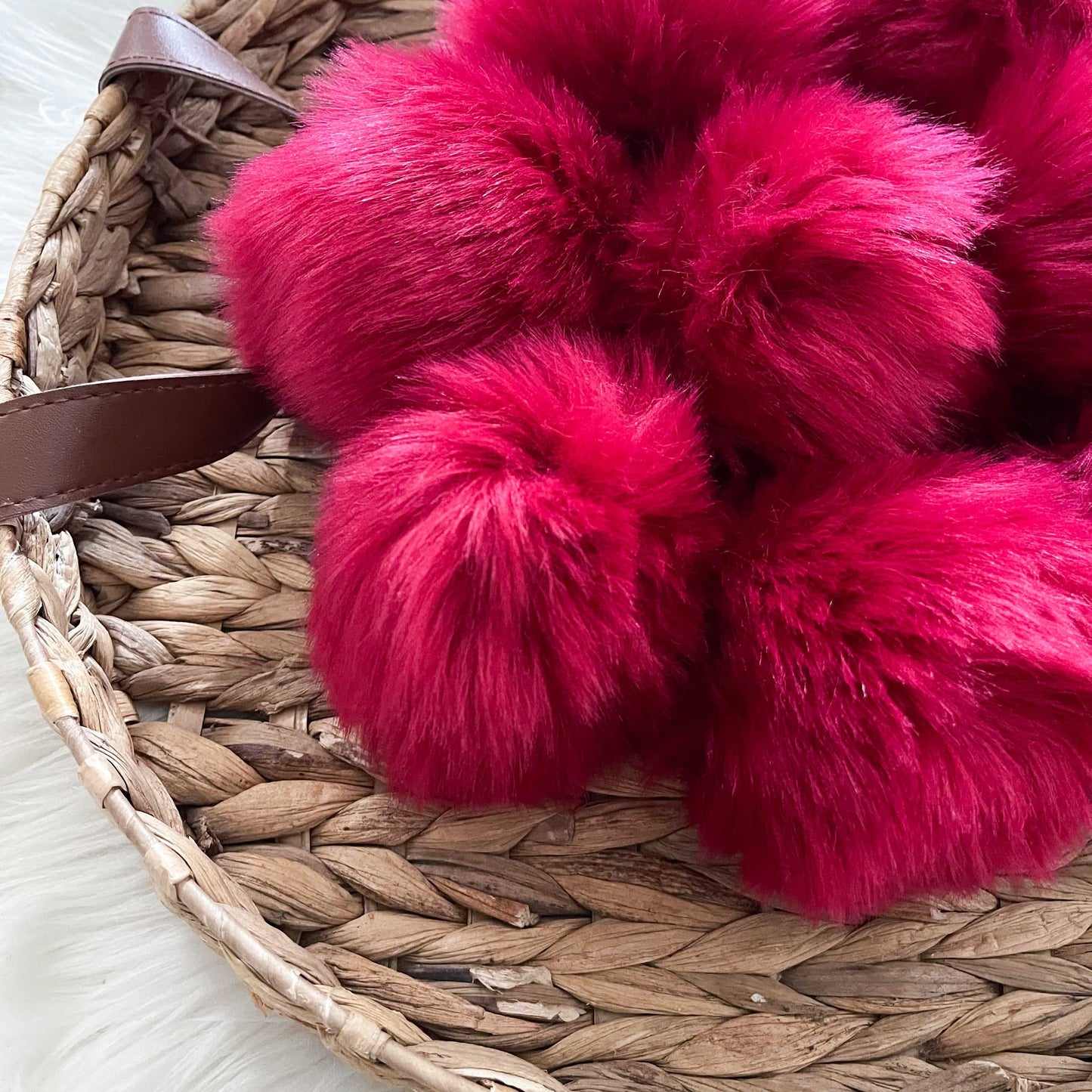 Phoenix Luxury Faux Fur Pompom | Fire Red Tie, Button or Snap Pom pom Pom Poms 7 $ Buttons & Beans Co.