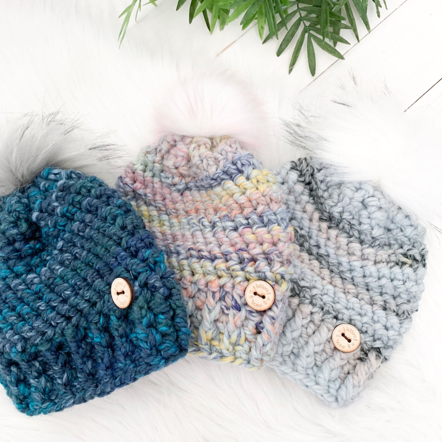 Classic | Dreamsicle Chunky Crochet Winter Hat | Removable Faux Fur Pompom