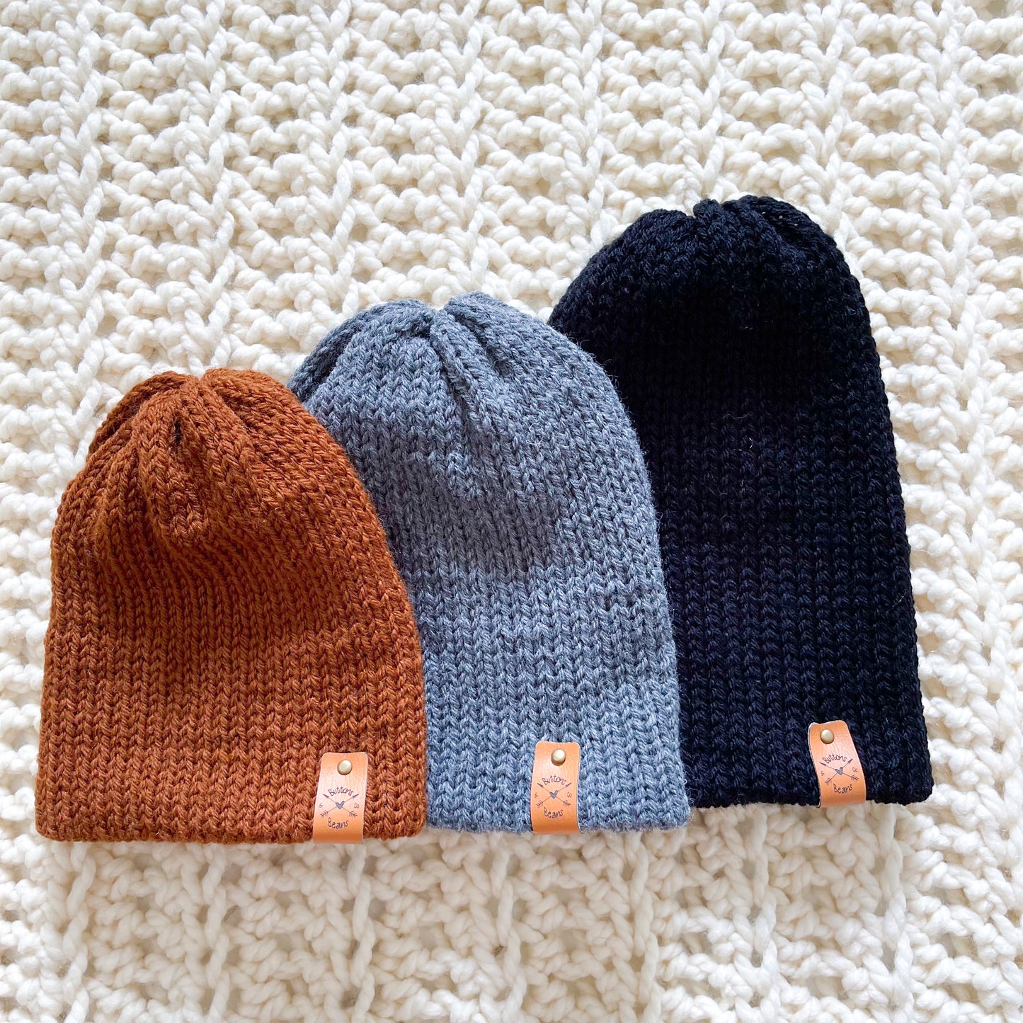 Reversa Colour Block | Rust and Ivory Knit Slouchy Hat | Removable Faux Fur Pom pom