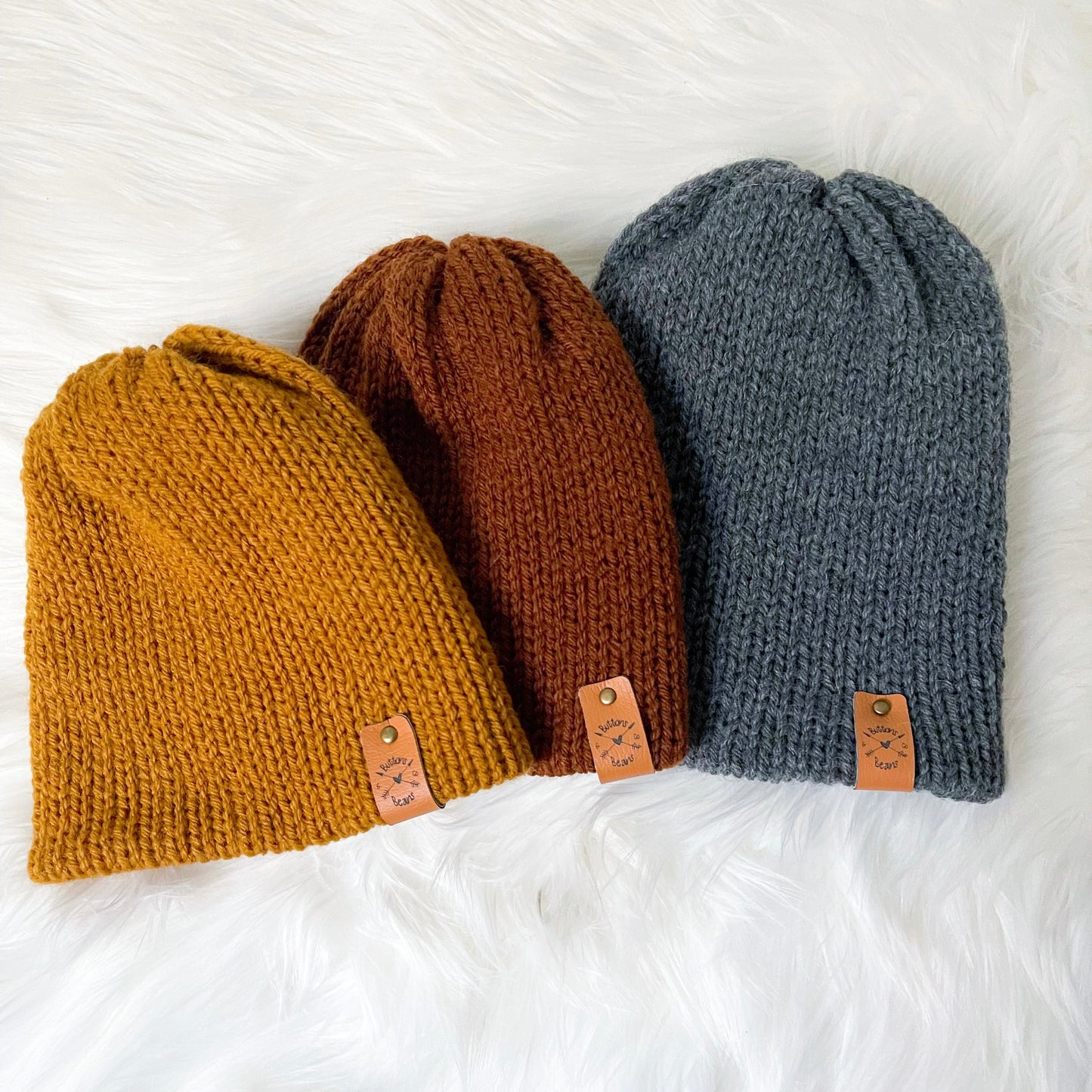 Reversa Colour Block | Mustard and Ivory Knit Slouchy Hat | Removable Faux Fur Pom pom