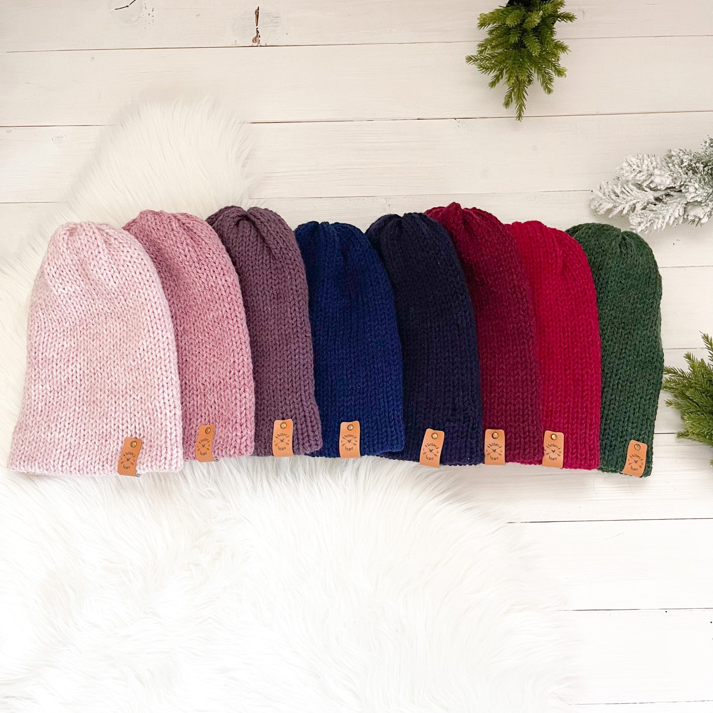 Reversa Colour Block | Cranberry Red and Ivory Knit Slouchy Hat | Removable Faux Fur Pom pom