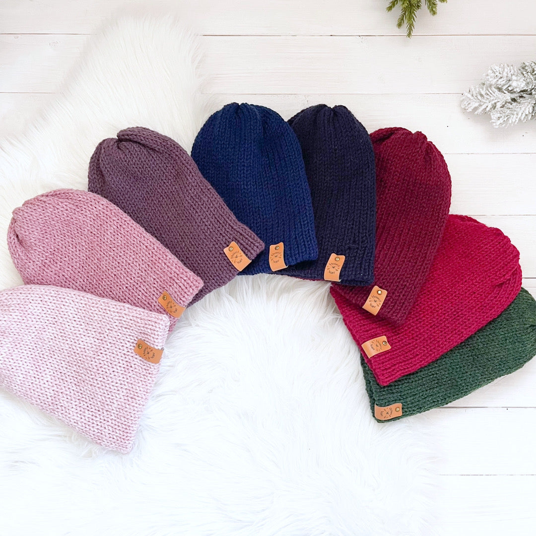 Reversa Colour Block | Cranberry Red and Ivory Knit Slouchy Hat | Removable Faux Fur Pom pom