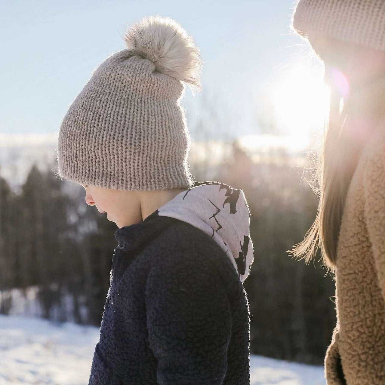 Reversa | Baby Charcoal Knit Slouchy Hat | Removable Pompom Hats 35 $ Buttons & Beans Co.