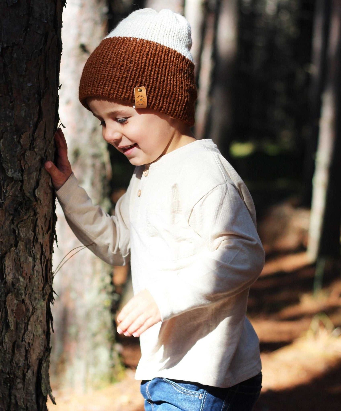 Reversa Colour Block | Mustard and Cream Knit Slouchy Hat | Removable Pompom Hats 35 $ Buttons & Beans Co.