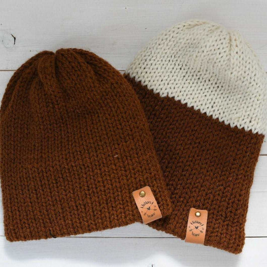 Reversa Colour Block | Rust Knit Slouchy Hat | Removable Pompom Hats 35 $ Buttons & Beans Co.