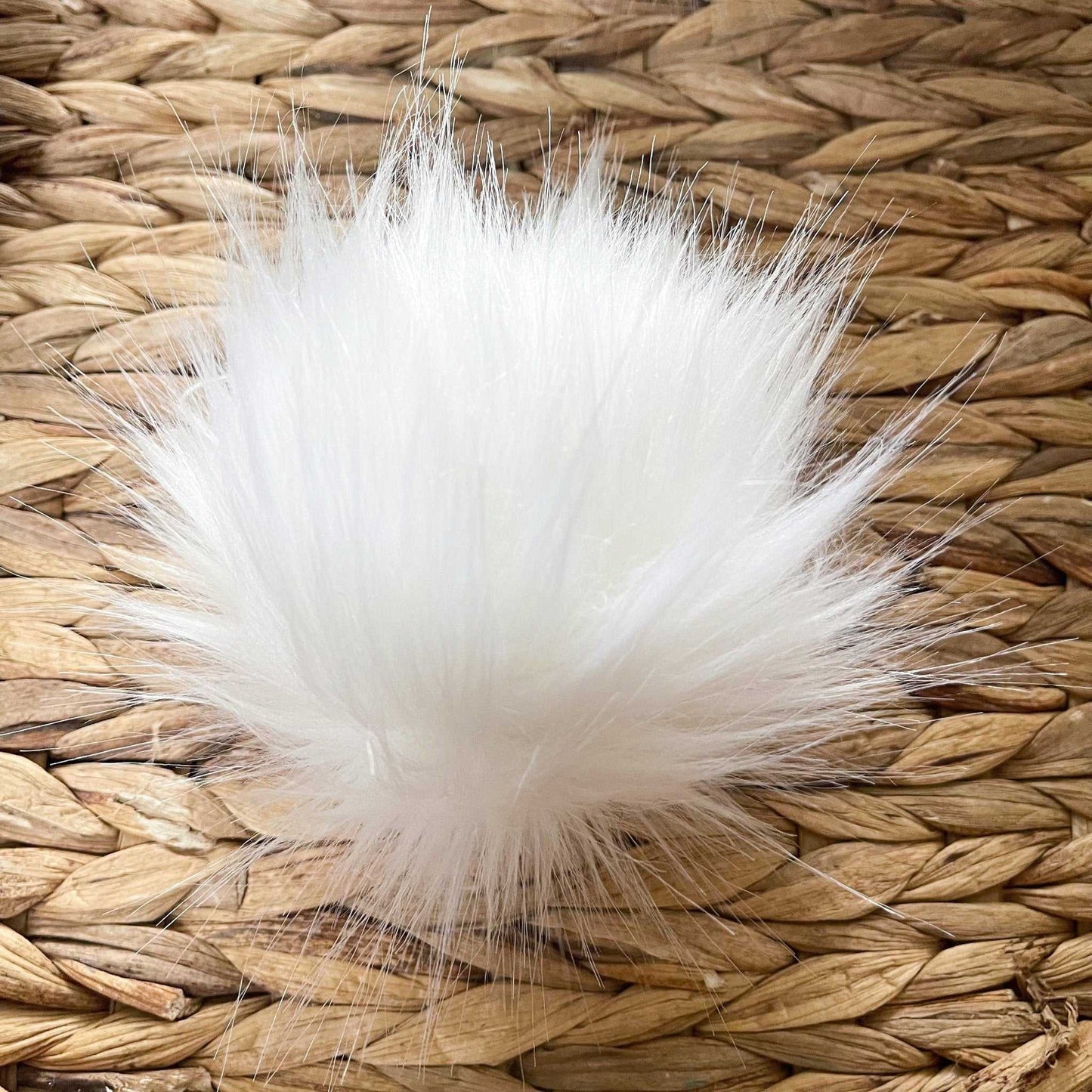 Snow Cat Luxury Faux Fur Pompom | White pom pom with Tie, Button or Snap Pom Poms 7 $ Buttons & Beans Co.