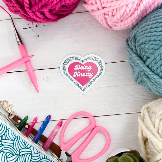 Knotty Hooker Knot Premium Vinyl Sticker, Crochet Funny, Crocheting Gift, Sassy Knitter Crocheter Humour