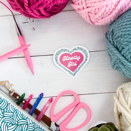 Knotty Girl Knot Premium Vinyl Sticker, Crochet Funny, Crocheting Gift, Sassy Knitter Crocheter Humour