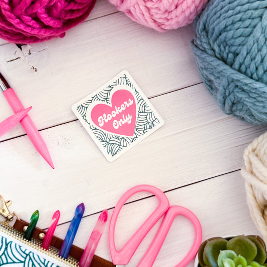 Hookers Only Premium Vinyl Sticker, Crochet Funny, Crocheting Gift, Sassy Knitter Crocheter Humour