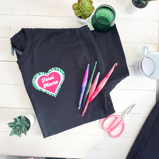 Feral Mama TShirt, Mama Apparel and Clothing, Funny, Yarn and Fibre Enthusiast Gift, Knitting Crocheting Apparel, Parenting Humour