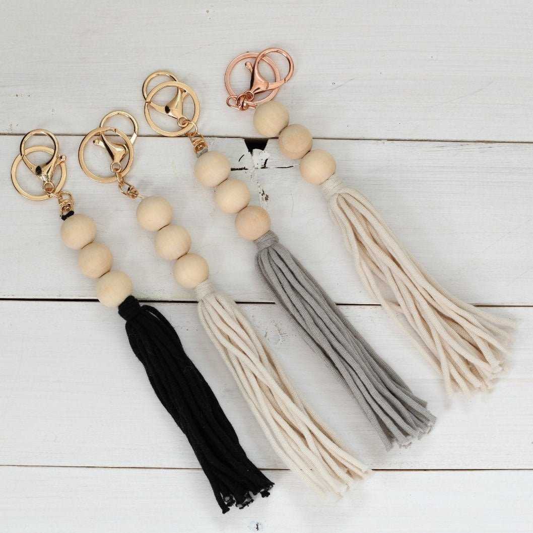 Tassel Keychain | Round Medium Wood Bead Key Chain Accessories 22 $ Buttons & Beans Co.