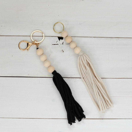Tassel Keychain | Round Small Wood Bead Key Chain Accessories 22 $ Buttons & Beans Co.