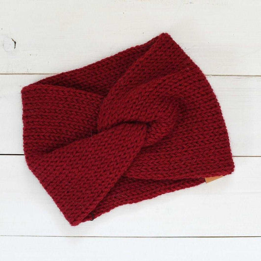 Twist Ear Warmer | Cranberry Red Knit Headband Headbands/Ear Warmers 25 $ Buttons & Beans Co.