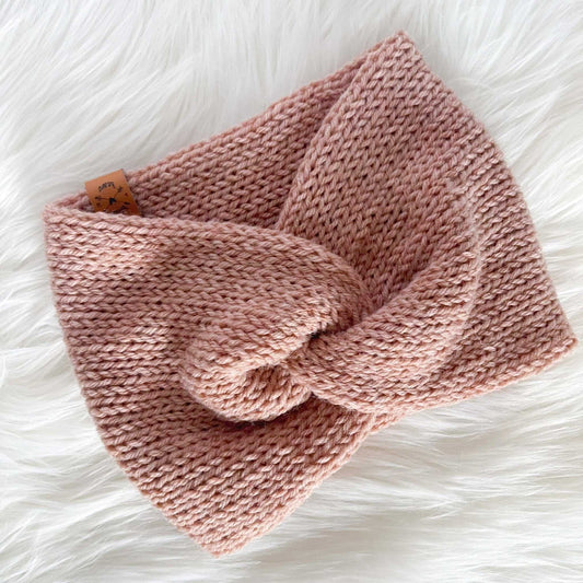 Twist Ear Warmer | Kids Coral Pink Knit Headband Headbands/Ear Warmers 25 $ Buttons & Beans Co.