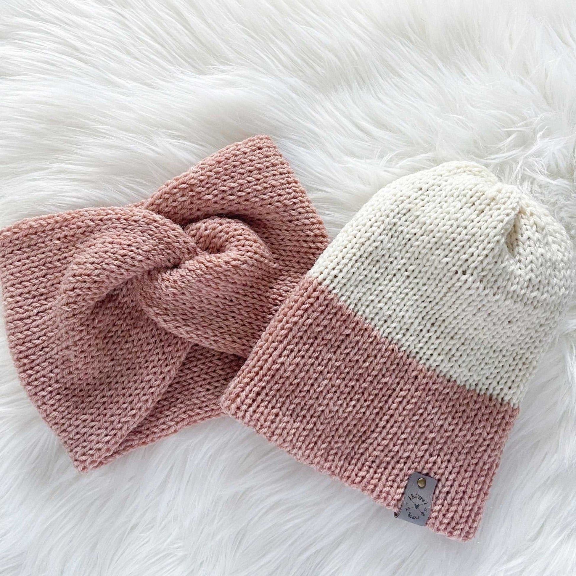 Twist Ear Warmer | Kids Coral Pink Knit Headband Headbands/Ear Warmers 25 $ Buttons & Beans Co.