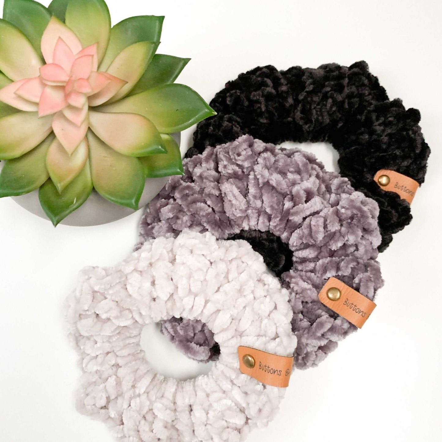 Velvet Scrunchie | Crochet Hair Tie, Elastic Accessories 10 $ Buttons & Beans Co.