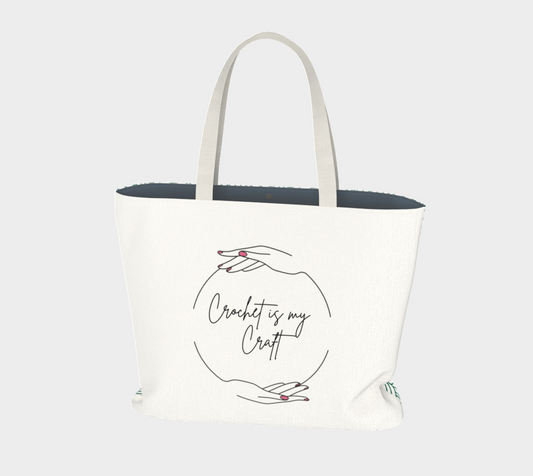 Crochet is my Craft, Market Tote,Yarn Project Bag, Crochet Hook or Knitting Needles, Notions Bag, Crocheting Knitting Case, Fibre Organizer, Crafters, Crocheter and Knitter Humour Gift