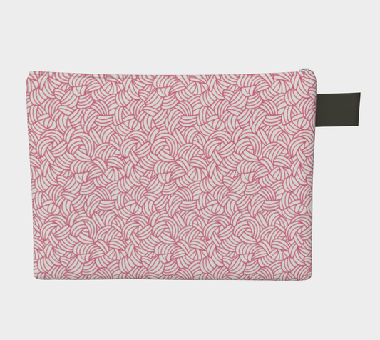 Pink Knot all over Project Pouch Bag,Carry All Project Pouch, Canvas and Denim Zipper Pull Bag, Crocheter, Knitter, Yarn Collector Case, Organizer