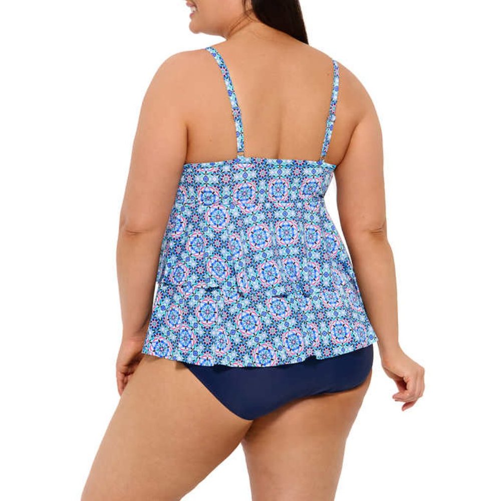 Christina 2 Piece Swimsuit Tiered Tankini and Bottoms | Blue