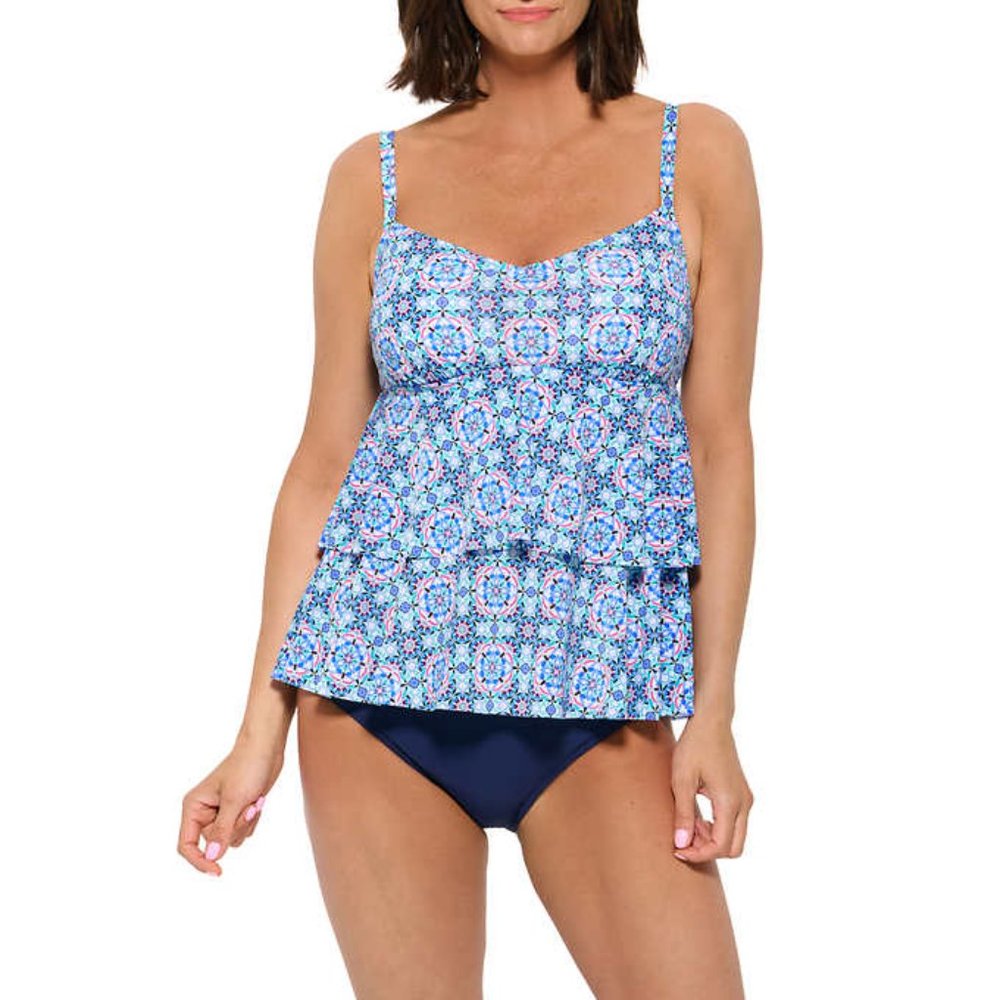 Christina 2 Piece Swimsuit Tiered Tankini and Bottoms | Blue