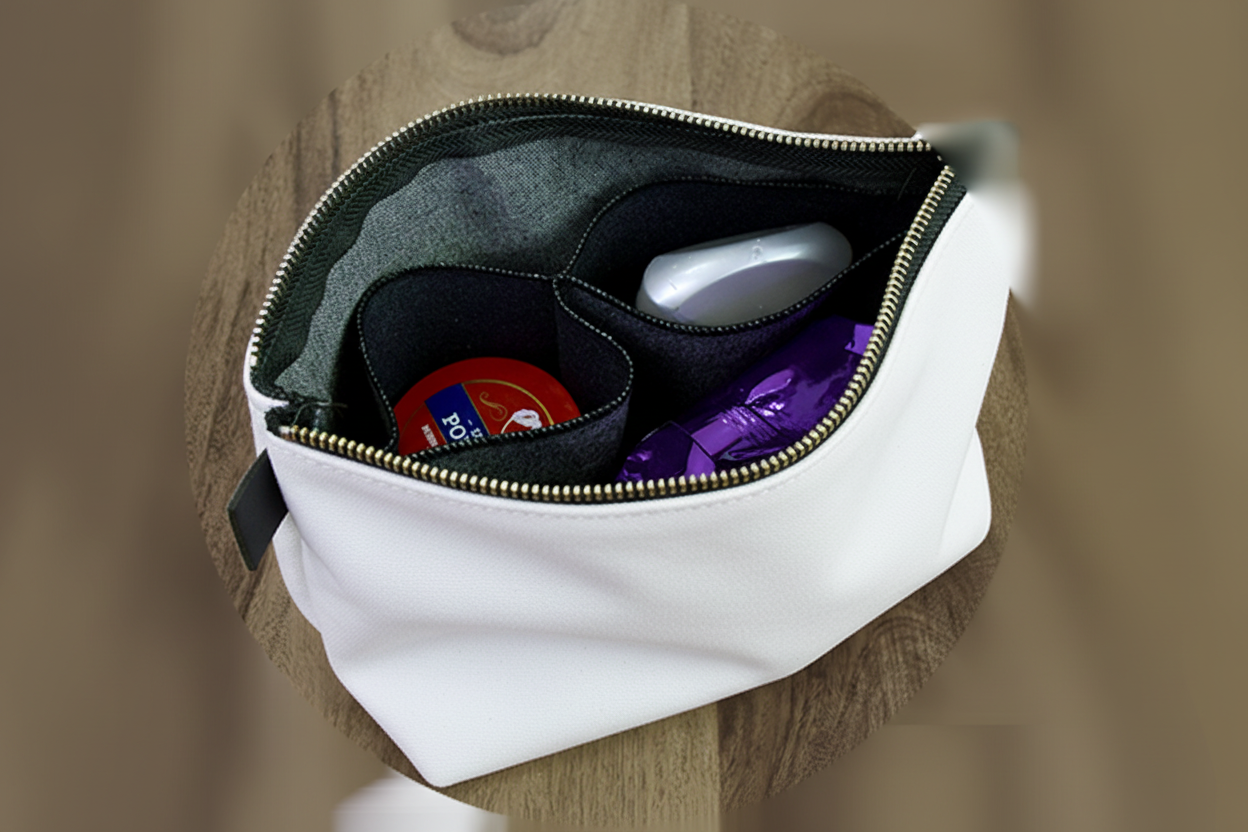 Knotty Girl Carry All, Canvas and Denim Zipper Pull Bag, Crocheter, Knitter, Yarn Collector Case