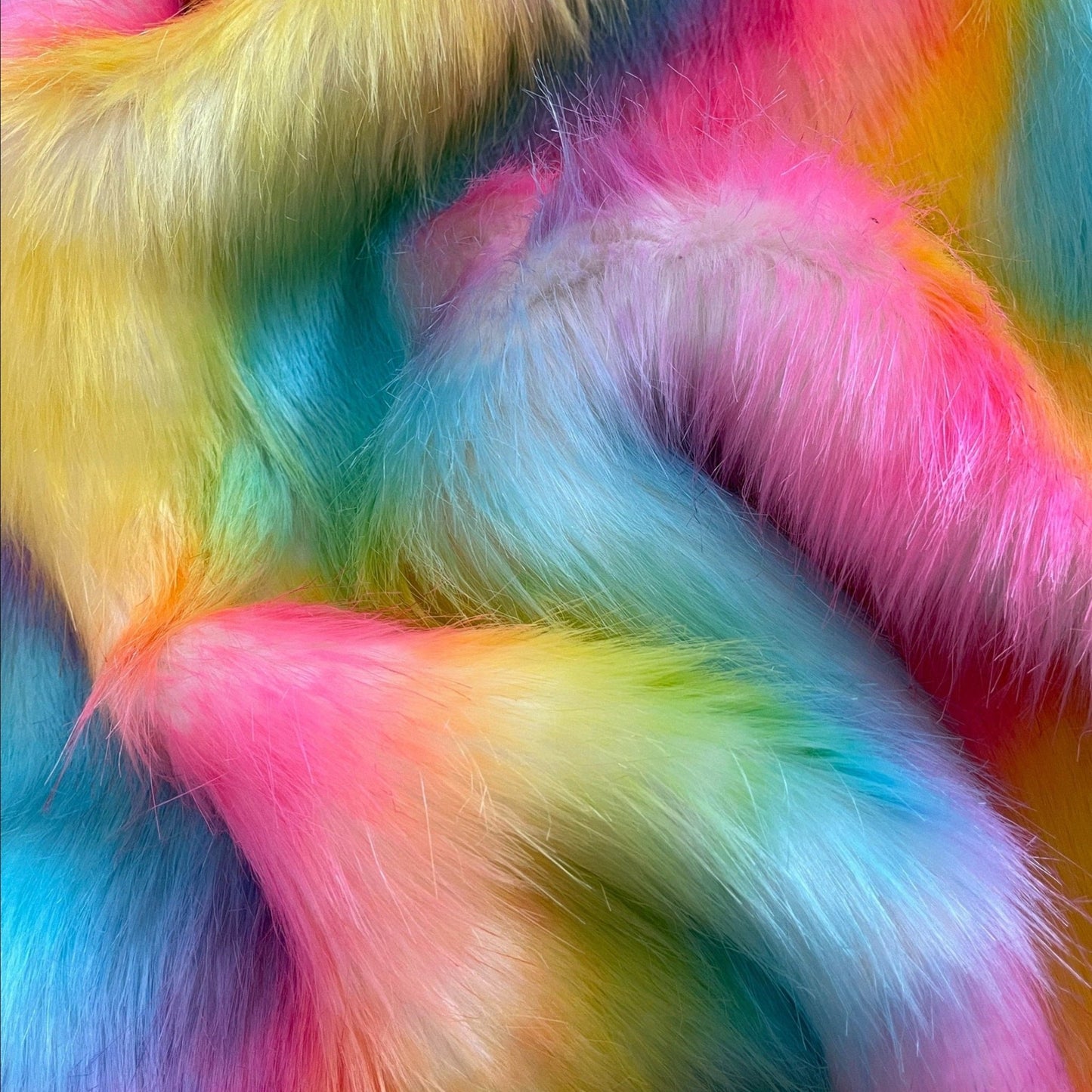 Rainbow Faux Fur Fabric by the Yard or Meter | Pompom Fur - Buttons & Beans Co.- Buttons & Beans Co.