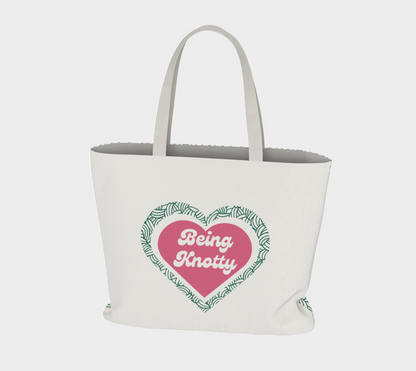 Being Knotty, Market Tote Yarn Project Bag, Crochet Hook or Knitting Needles, Notions Bag, Crocheting Knitting Case, Fibre Organizer, Crafters, Crocheter and Knitter Humour Gift