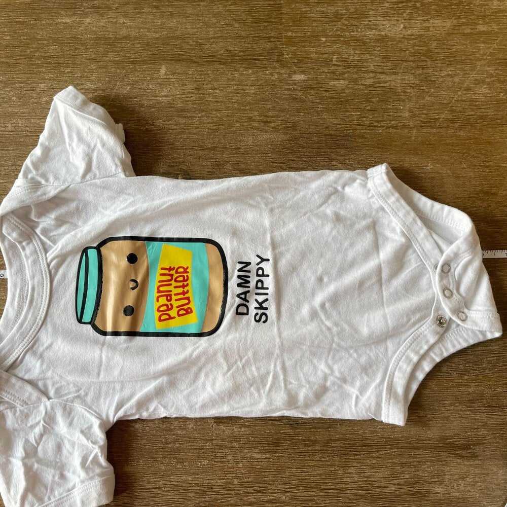 12-18m Cute Kawaii Unisex White Onesie, Peanut Butter Skippy, Fun Top Kids Kids > One Pieces > Bodysuits 9 $ Buttons & Beans Co.