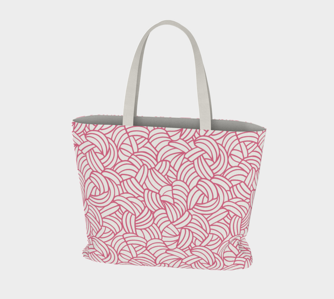 Knots All Over Pink, Market Tote Yarn Project Bag, Crochet Hook or Knitting Needles, Notions Bag, Crocheting Knitting Case, Fibre Organizer, Crafters, Crocheter and Knitter Humour Gift