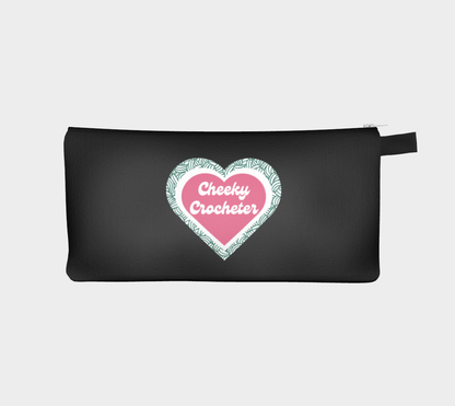Cheeky Crocheter, Black or White Small Case, Crochet Hook and Knitting Needles Case, Notions Bag, Accessories Case, Crocheting Knitting, Fibre Enthusiasts, Crafters, Crocheter and Knitter Humour