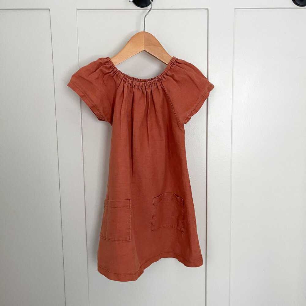 2-3T Linen Pocket Dress, Handmade, Minimalist, Girls, Boho, A Line Kids > Dresses 22 $ Buttons & Beans Co.