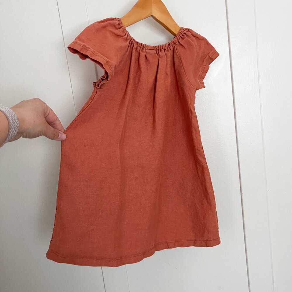 2-3T Linen Pocket Dress, Handmade, Minimalist, Girls, Boho, A Line Kids > Dresses 22 $ Buttons & Beans Co.